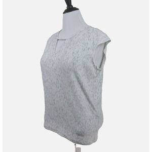 Michael Stars Size L Keyhole Cutout Knit Top Marled White Ash Gray